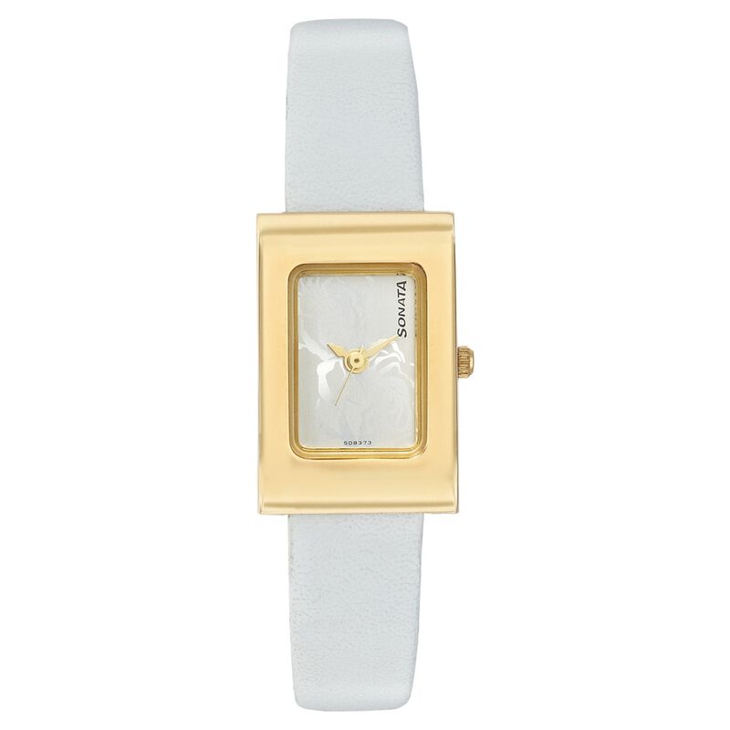 Sonata Quartz Analog Silver Dial Leather Strap Watch for Women