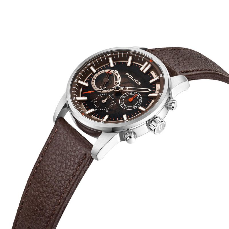 Police Quartz Multifunction Brown Dial Leather Strap Watch for Men - image number 3