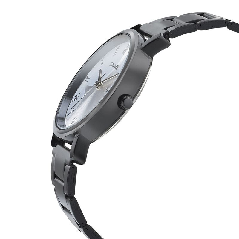 Sonata Onyx Silver Dial Women Watch With Stainless Steel Strap - image number 2