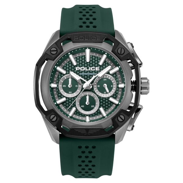 Police Quartz Multifunction Green Dial Green Silicone Strap Watch For Men - image number 0