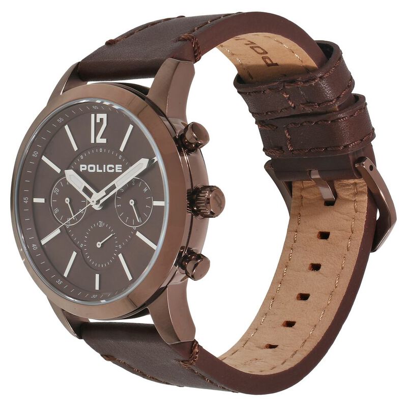 Police Quartz Analog Brown Dial Leather Strap Watch for Men - image number 1