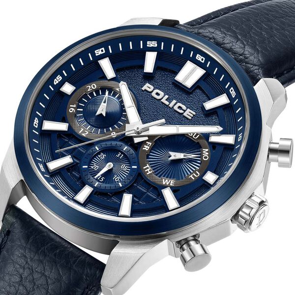 Police Quartz Multifunction Blue dial Leather Strap Watch for Men - image number 3