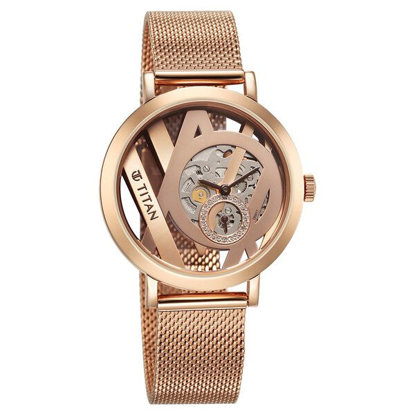 Titan Purple Abstract Quartz Analog Rose Gold Stainless Steel Strap for Women - image number 1