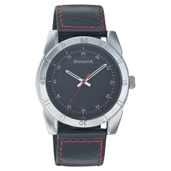 Sonata Quartz Analog Black Dial Strap Watch for Men - image number 0