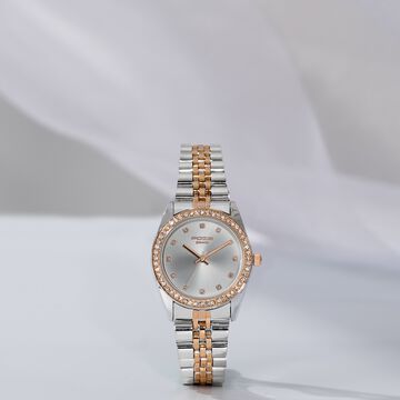 Sonata Poze Quartz Analog Silver Dial Two Toned Colour Stainless Steel Strap Watch For Women