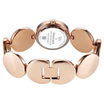 Vyb Showstopper By Fastrack Quartz Analog Maroon Dial Rose Gold Metal Strap Watch For Girls