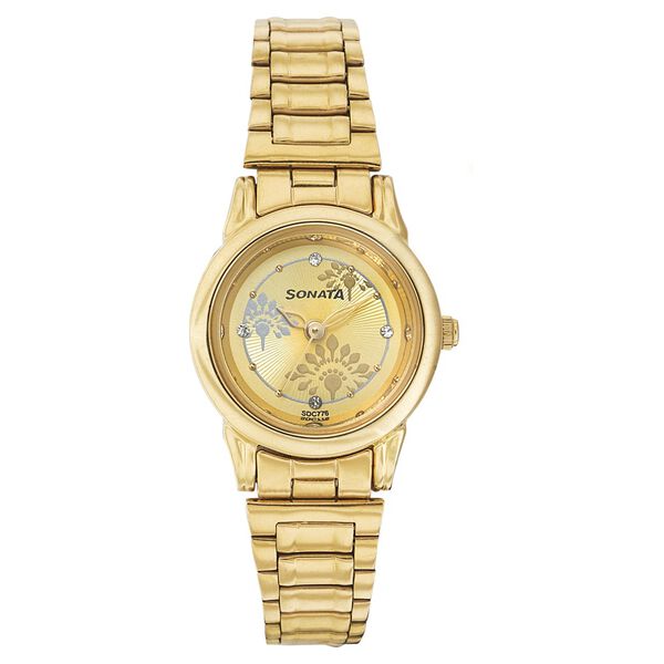 Sonata Quartz Analog Champagne Dial Strap Watch for Women - image number 0