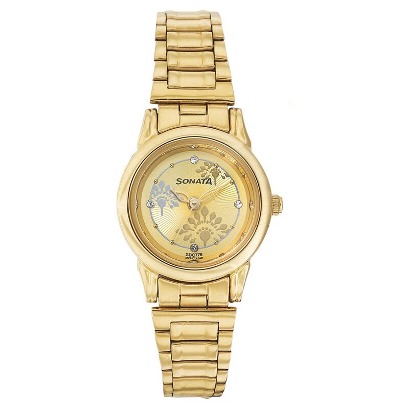 Sonata Quartz Analog Champagne Dial Strap Watch for Women