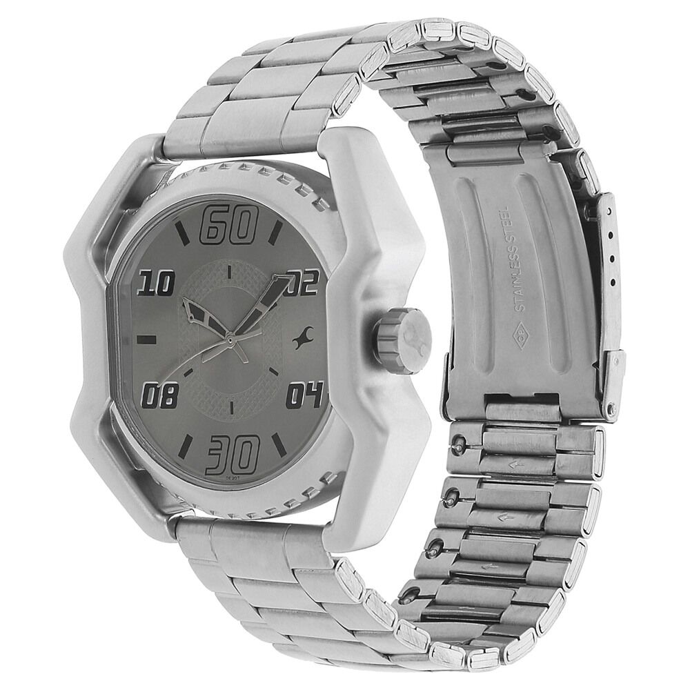 Buy Online Fastrack Quartz Analog Grey Dial Metal Strap Watch for Guys 3112sm01c Titan