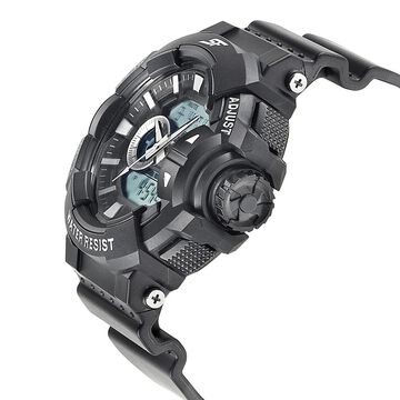 SF Quartz Analog Digital Black Dial PU Strap Watch for Men