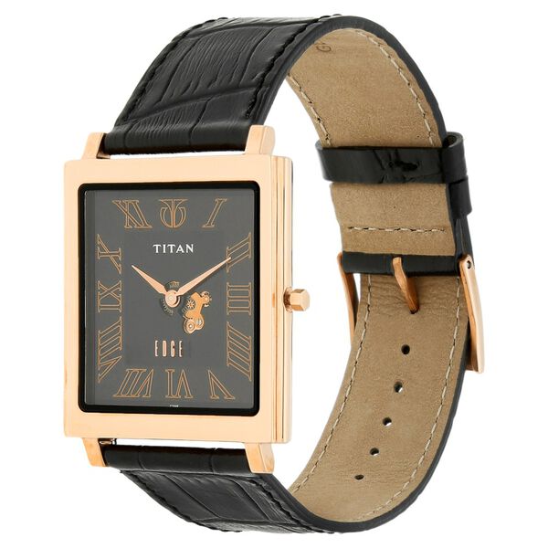 Titan Quartz Analog Black Dial Leather Strap Watch for Men - image number 1