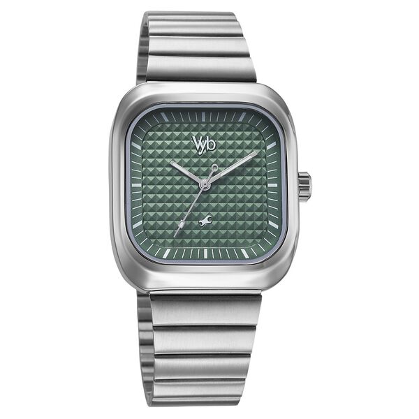 Fastrack Vyb Maverick Quartz Analog Green Dial Metal Strap Watch For Guys - image number 2