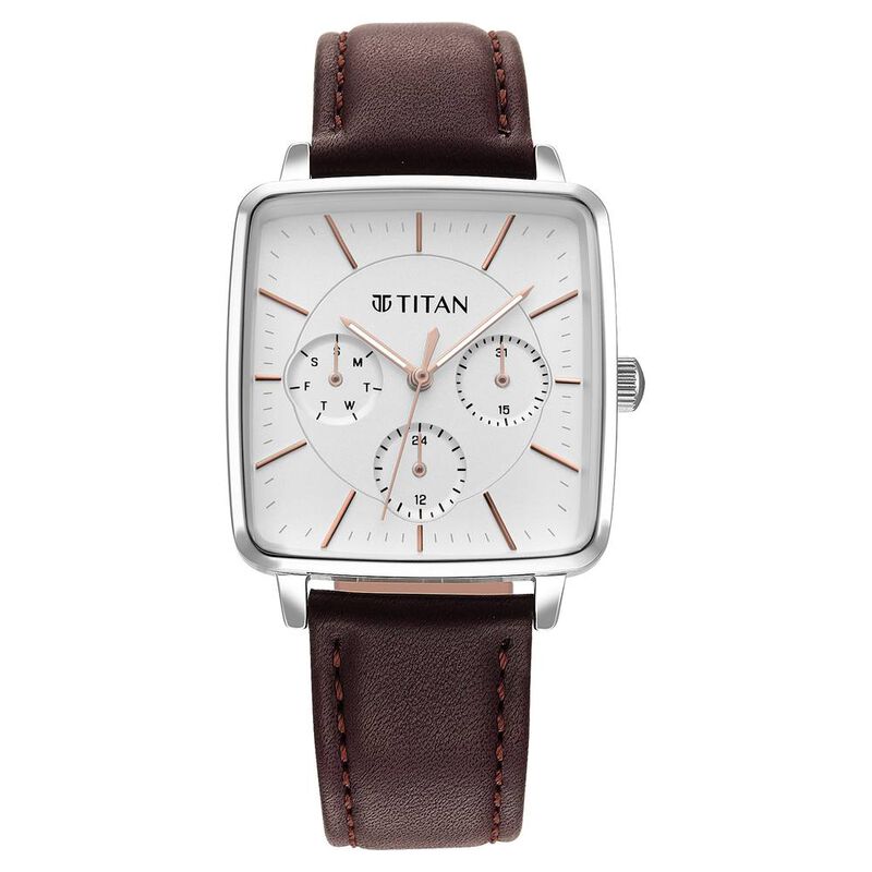 Titan Avant Garde Silver Dial Quartz Multifunction Leather Strap Watch for Women - image number 1