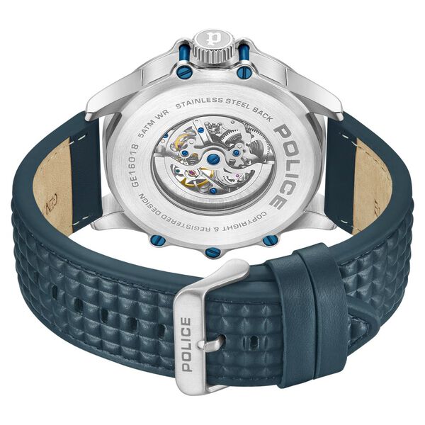 Police Automatic With Self Winding Blue Dial Blue Color Leather Strap Watch For Men - image number 5