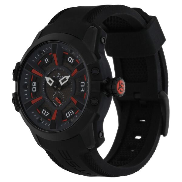Titan Solar Powered Black Dial Quartz Stainless Steel Strap Watch for Men - image number 1