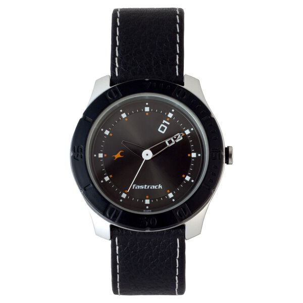 Fastrack Quartz Analog Black Dial Leather Strap Watch for Guys - image number 0