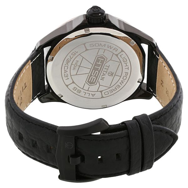 Titan Quartz Analog Solar Black Dial Leather Strap Watch for Men - image number 3