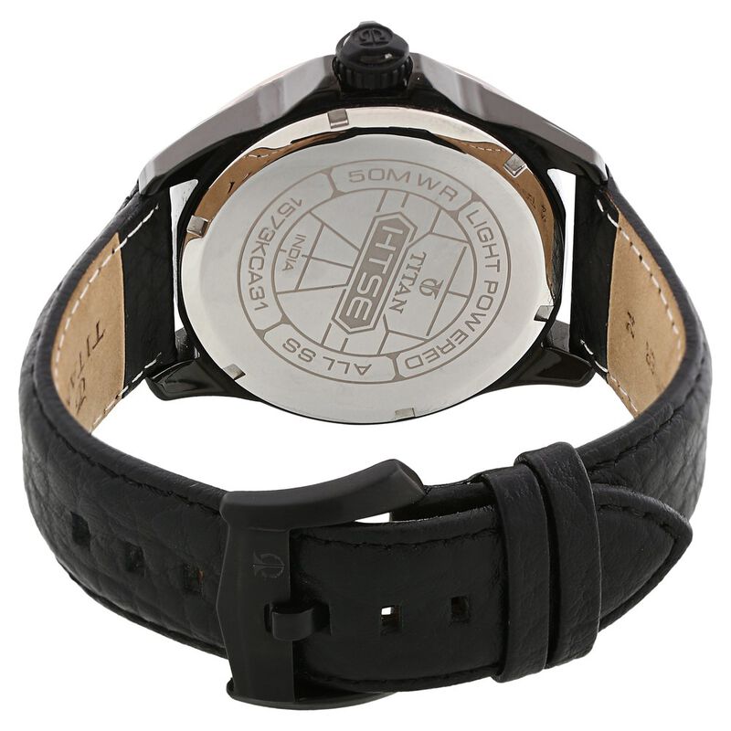 Titan Quartz Analog Solar Black Dial Leather Strap Watch for Men - image number 3