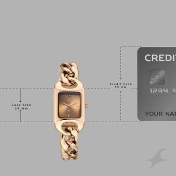 Vyb Prodigy By Fastrack Quartz Analog Brown Dial Rose Gold Metal Strap Watch For Girls
