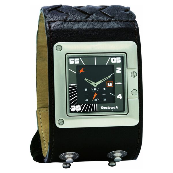 Fastrack Quartz Analog Black Dial Leather Strap Watch for Guys - image number 0