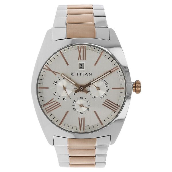 Titan Quartz Analog Silver Dial Stainless Steel Strap Watch for Men - image number 0