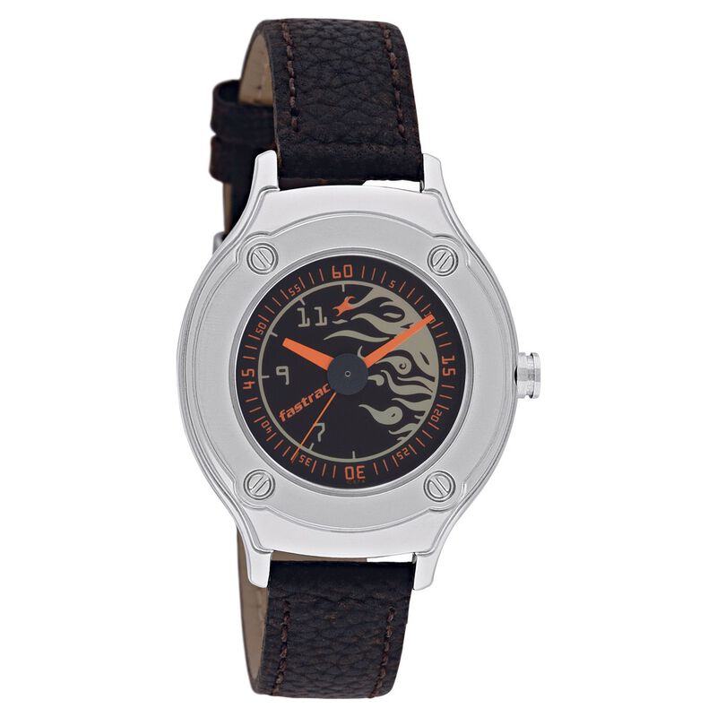 Fastrack Quartz Analog Black Dial Leather Strap Watch for Girls