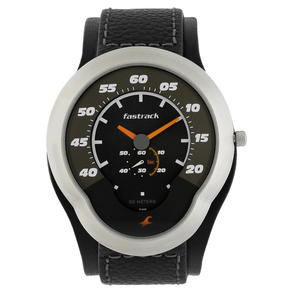 Buy Online Fastrack Quartz Analog Black Dial Leather Strap Watch for Guys 3017sl01 Titan