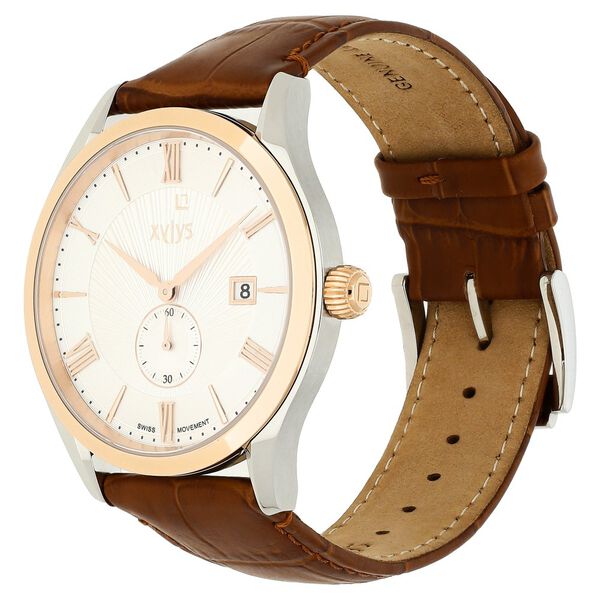 Xylys Swiss Analog with Date Brown Leather Strap Silver Dial Watch For Men - image number 2
