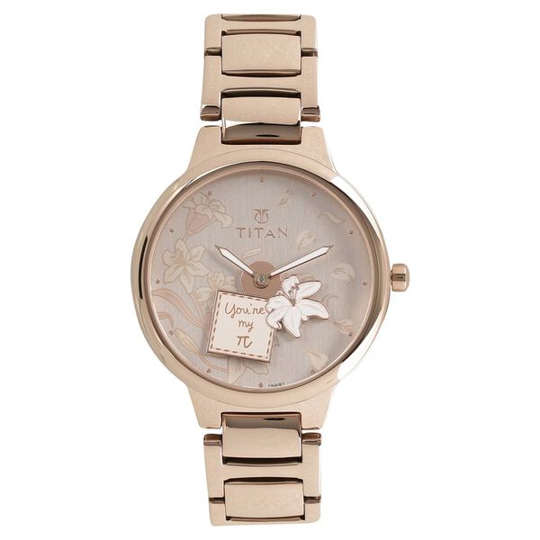 Titan Quartz Analog Off White Dial Stainless Steel Strap Watch for Women - image number 0