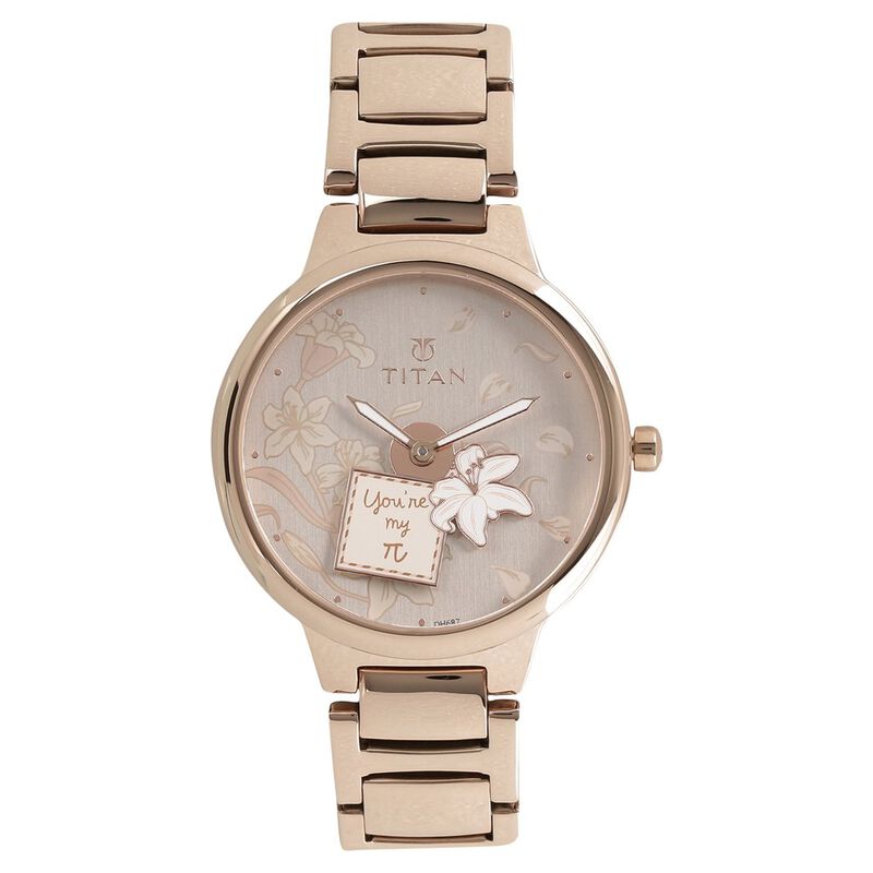 Titan Quartz Analog Off White Dial Stainless Steel Strap Watch for Women