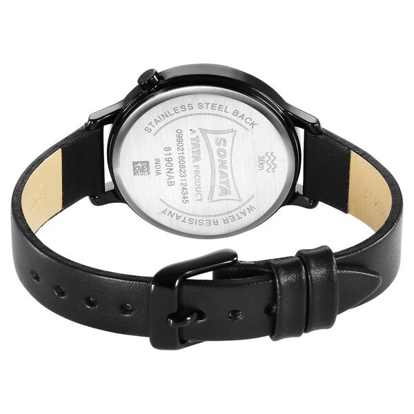 Sonata Unveil Quartz Analog Black Dial Leather Strap Watch for Women - image number 3