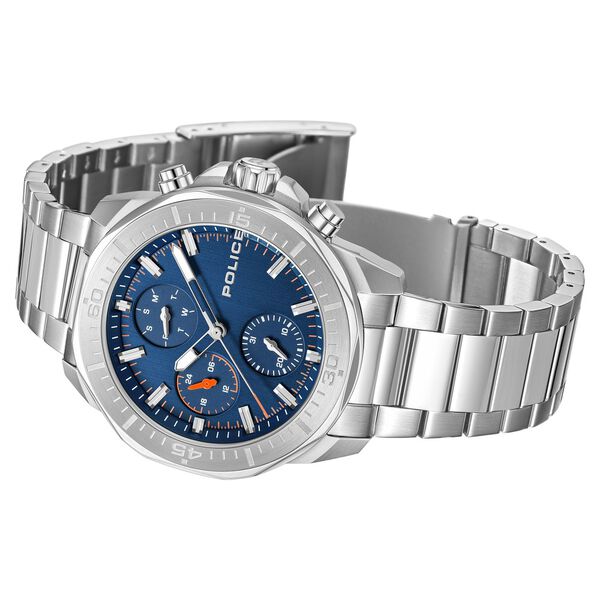 Police Quartz Multifunction Blue Dial Silver Stainless Steel Strap Watch For Men - image number 2