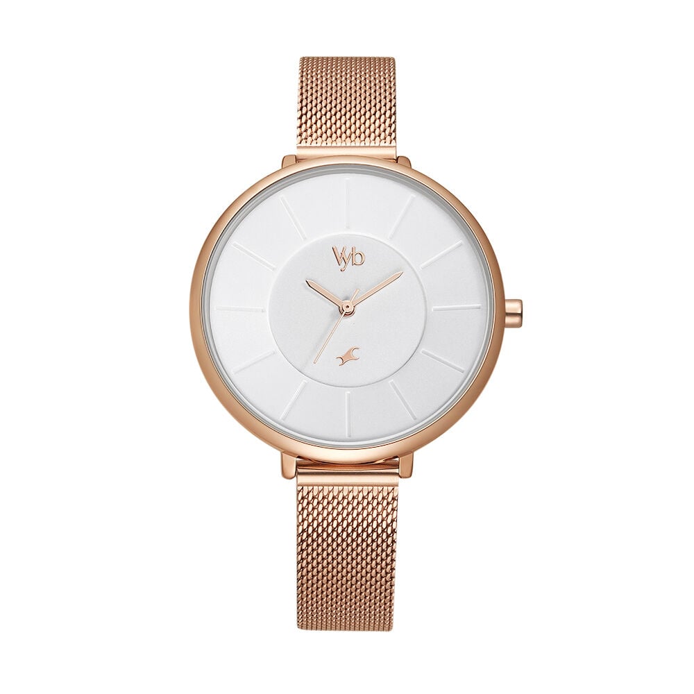 Fastrack Vyb Halo Quartz Analog White Dial Stainless Steel Strap Watch for Girls