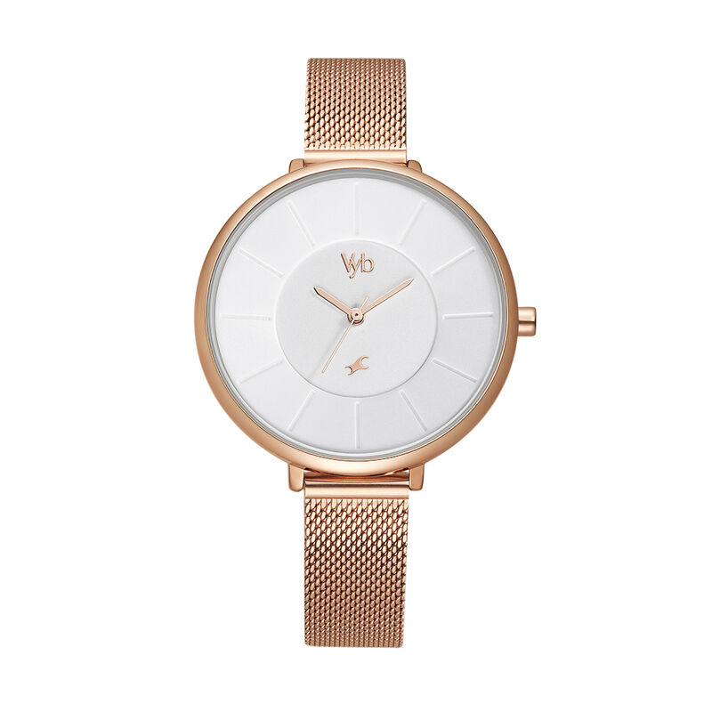Fastrack Vyb Halo Quartz Analog White Dial Stainless Steel Strap Watch for Girls