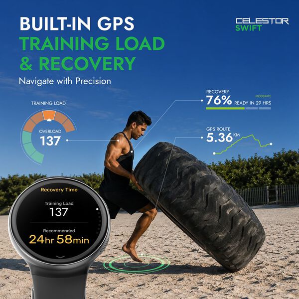Titan Celestor Swift GPS Smartwatch with Advanced Badminton Mode, Zone Based Training ,AI Brief & Titan Q-Beige - image number 3