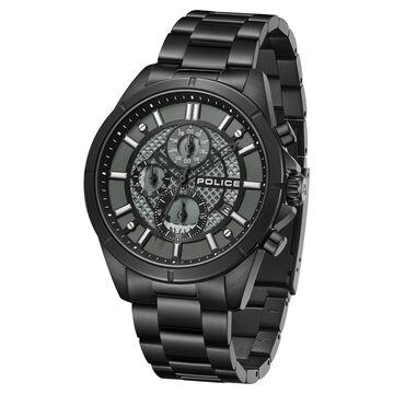 Police Chronograph Black Dial Black Color Stainless Steel Strap Watch For Men