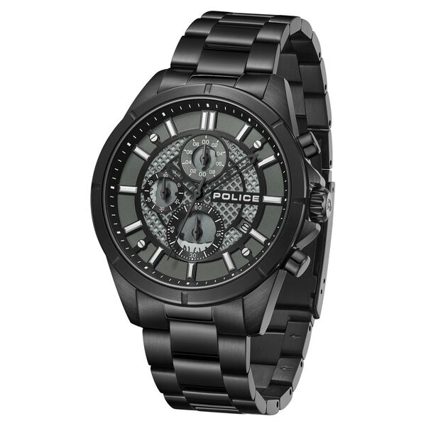 Police Chronograph Black Dial Black Color Stainless Steel Strap Watch For Men - image number 1