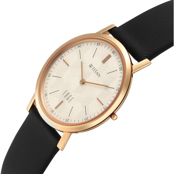 Edge Dynasty Quartz Analog White Dial Black Leather Strap Watch For Men - image number 3