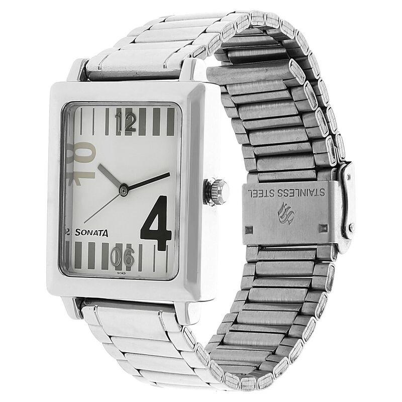 Sonata Quartz Analog White Dial Stainless Steel Strap Watch for Men - image number 1