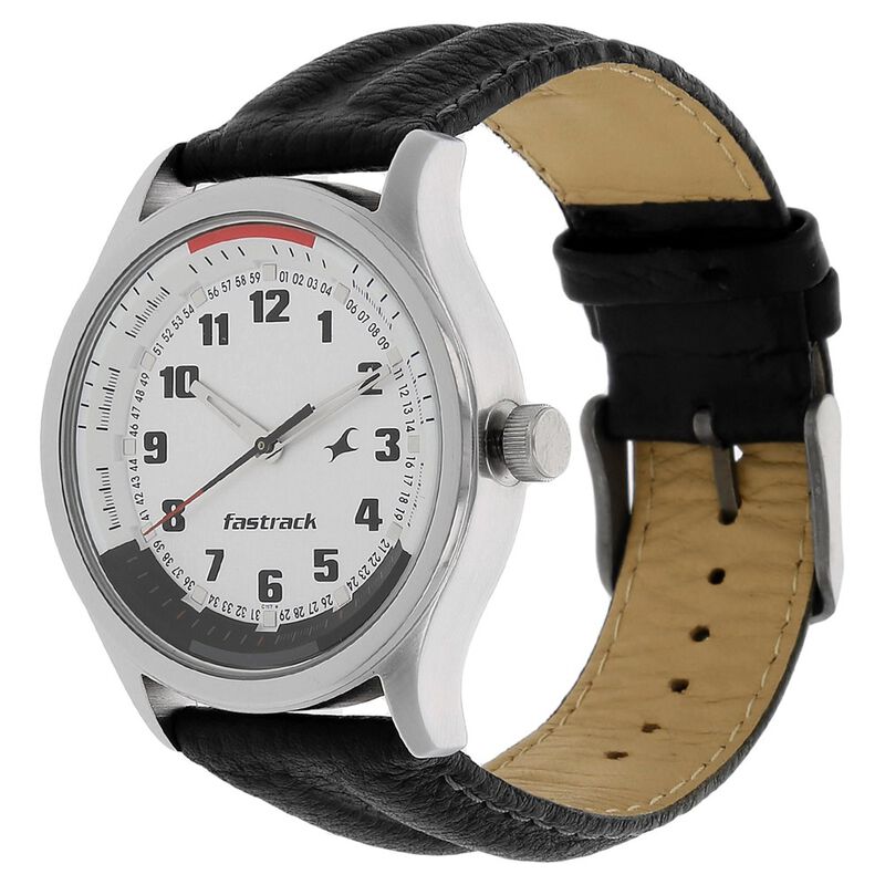 Fastrack Quartz Analog Silver Dial Leather Strap Watch for Guys - image number 1