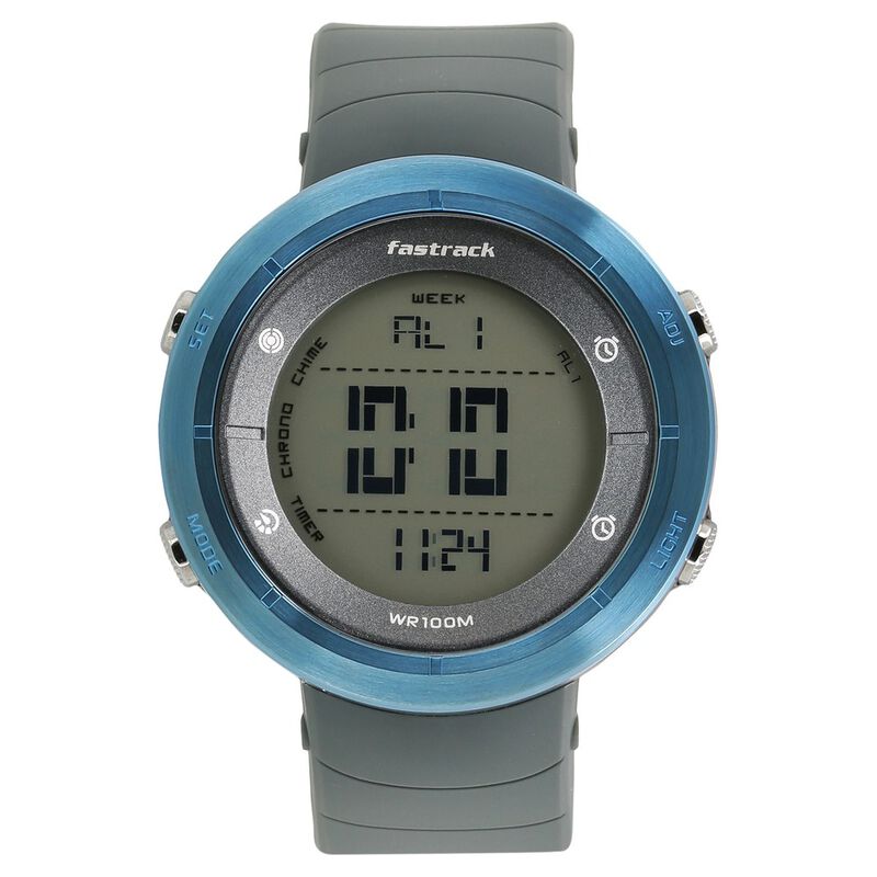 Fastrack Trendies Digital Grey Dial Plastic Strap Watch for Guys
