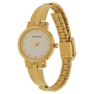 Sonata Quartz Analog White Dial Stainless Steel Strap Watch for Women