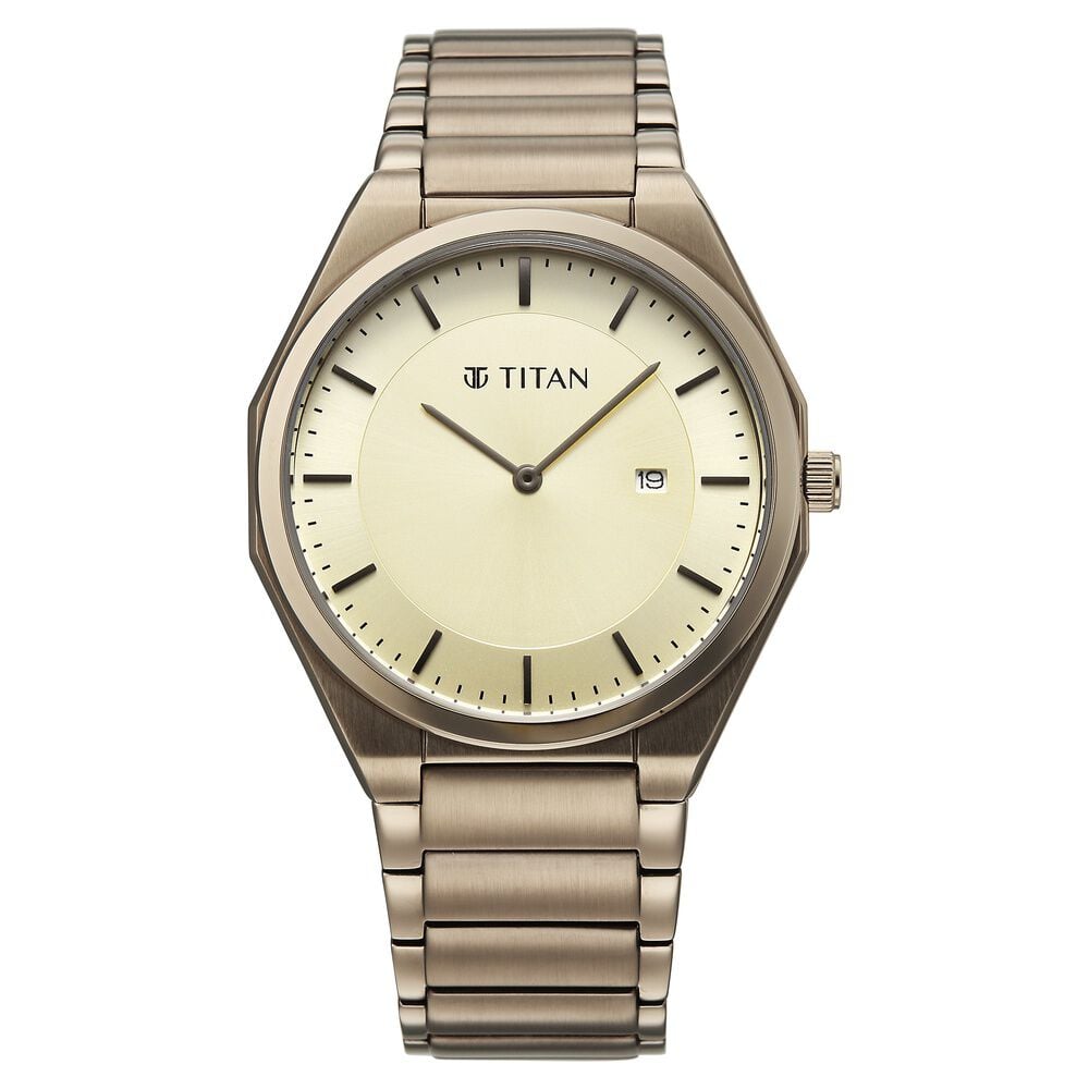 Titan Classique Slim Wear Quartz Analog Champagne Dial Brown Stainless Steel Strap Refined Formal Dress Watch For Men-image-11