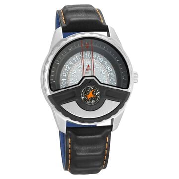 Fastrack Space Rover Quartz Analog Grey Dial Leather Strap Watch for Guys