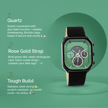 Fastrack After Dark Quartz Analog with Day and Date Green Dial Leather Strap Watch for Guys