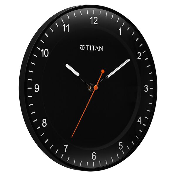 Titan Contemporary Black Wall Clock with Domed Glass and Silent Sweep 27 x 27 cm (Small) - image number 2