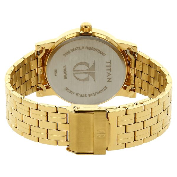 Titan Quartz Analog with Date Champagne Dial Stainless Steel Strap Watch for Men - image number 3