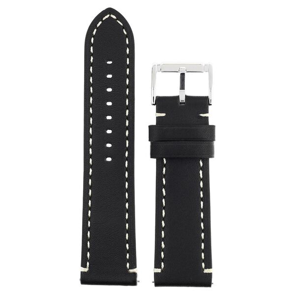 24 mm Black Genuine Leather Straps for Men - image number 0