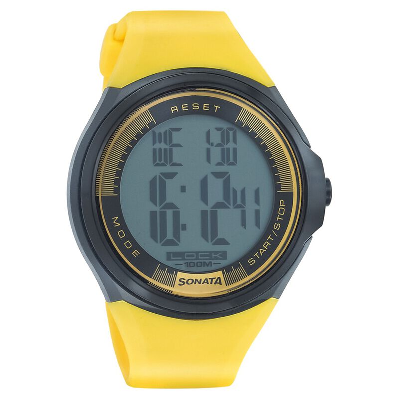 SF Digital Dial Yellow Plastic Strap Watch for Men