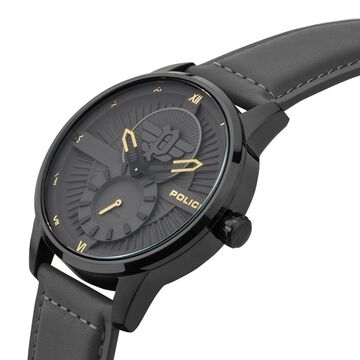 Police Quartz Analog Grey Dial Leather Strap Watch for Men